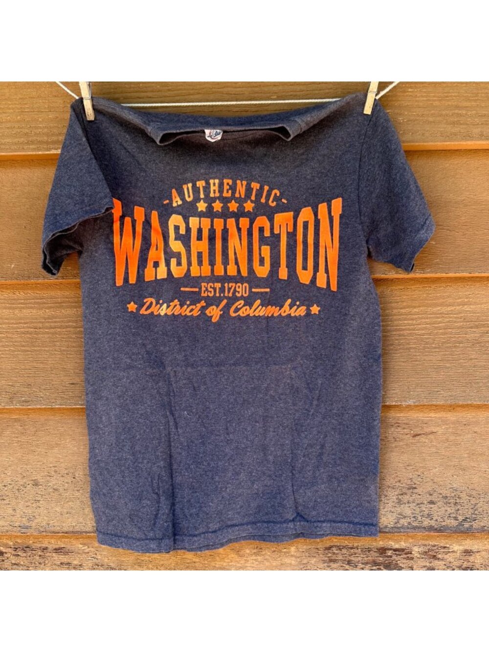 Authentic Washington D.C. Graphic T-Shirt Navy Heather Orange Print Size S